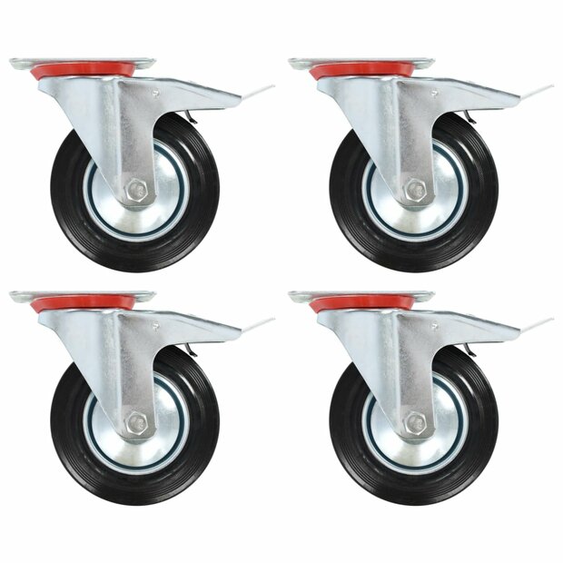 Zwenkwielen met dubbele remmen 4 st 160 mm 1