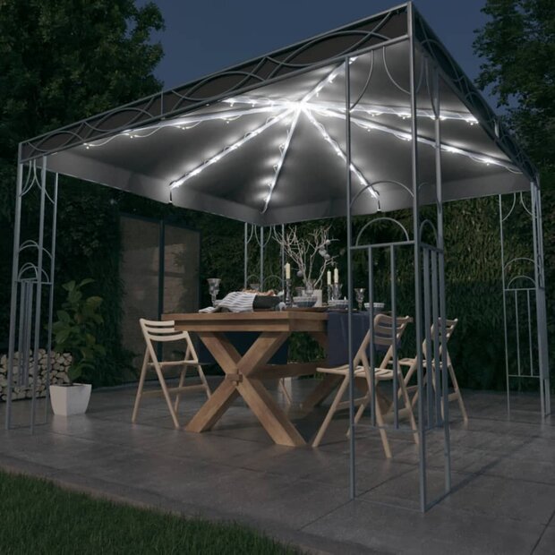 Prieel met LED-lichtslinger 300x300 cm antracietkleurig 1