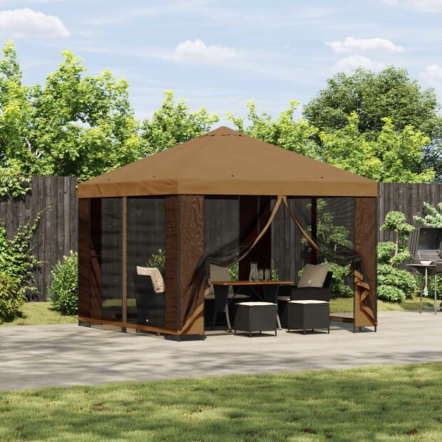 Prieel 3 x 3 m Beige Polyester en staal 190 gsm 1