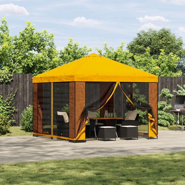 Prieel 3 x 3 m Geel Polyester en staal 190 gsm 1