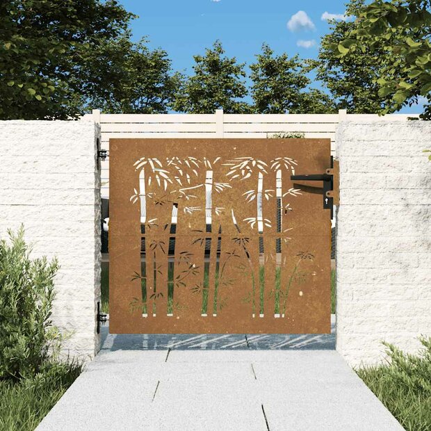 Poort 85x75 cm bamboe-ontwerp cortenstaal 1