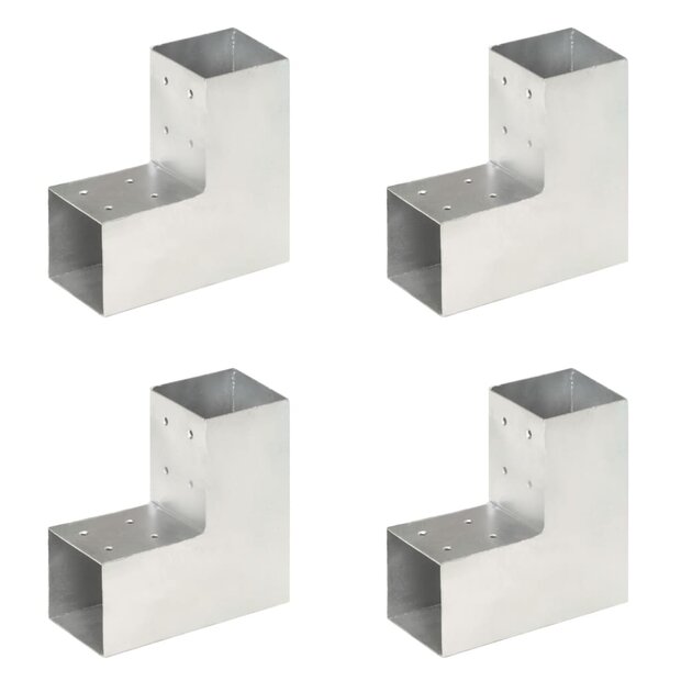 Paalverbindingen 4 st L-vorm 81x81 mm gegalvaniseerd metaal 1