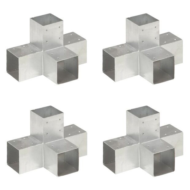 Paalverbindingen 4 st X-vorm 91x91 mm gegalvaniseerd metaal 1