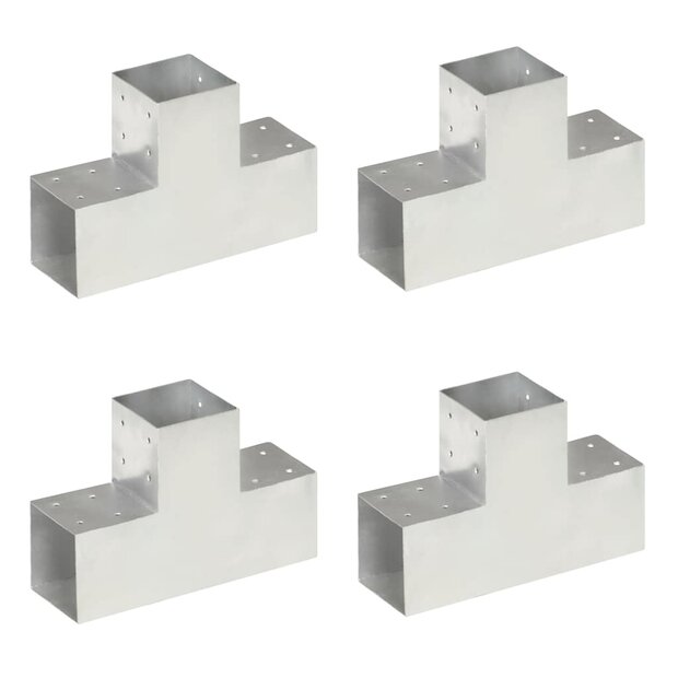 Paalverbindingen 4 st T-vorm 101x101 mm gegalvaniseerd metaal 1