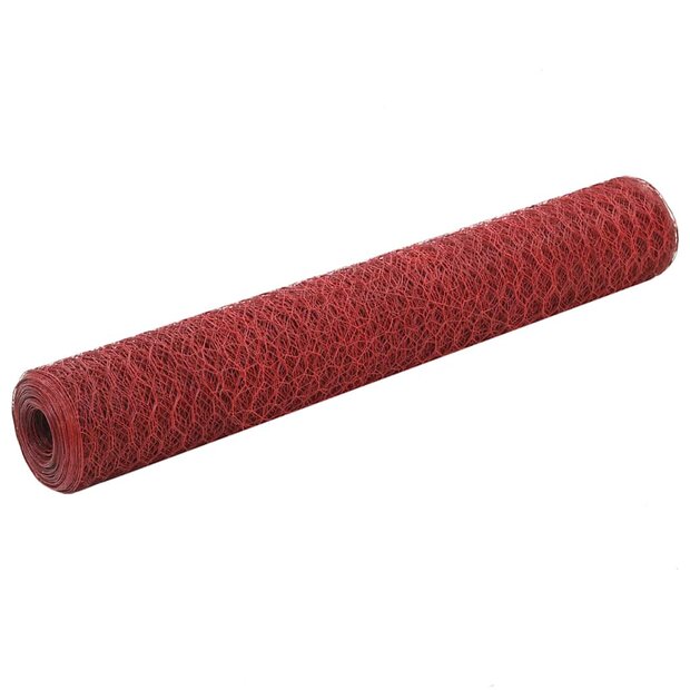 Kippengaas 25x1 m staal met PVC coating rood 1