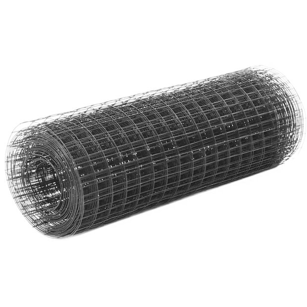 Kippengaas 25x0,5 m staal met PVC coating grijs 1