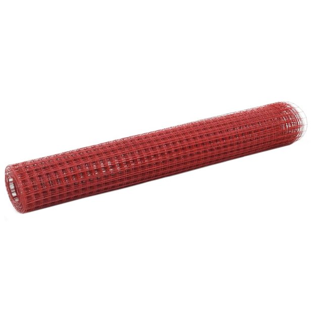 Kippengaas 10x1 m staal met PVC coating rood 1