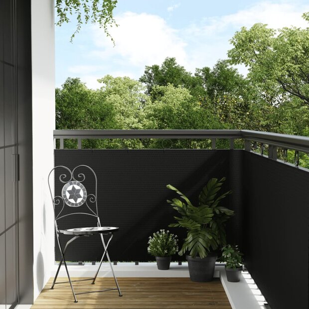 Balkonscherm 300x90 cm poly rattan zwart 1