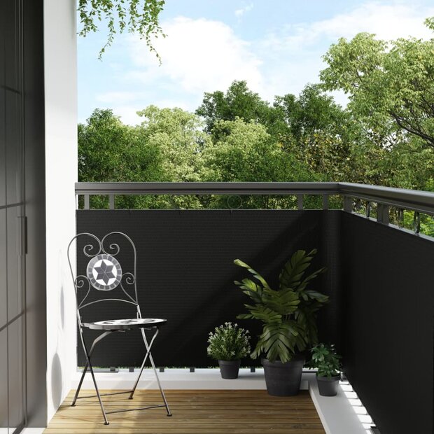 Balkonscherm 400x80 cm poly rattan zwart 1