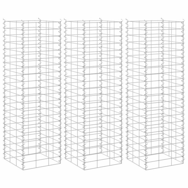 Schanskorf plantenbakken 3 st verhoogd 30x30x100 cm ijzer 1