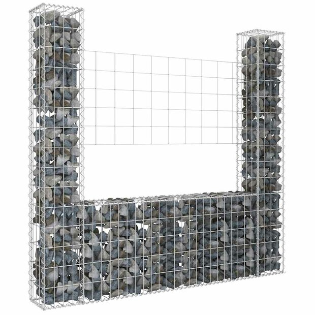 Schanskorf U-vormig met 2 palen 140x20x150 cm ijzer 1