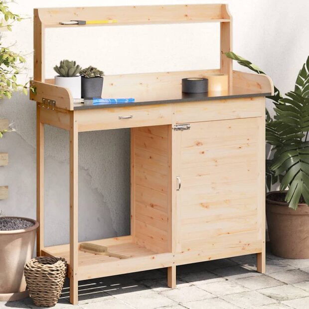 Oppottafel met kast 110,5x45x124,5 cm massief vurenhout 1