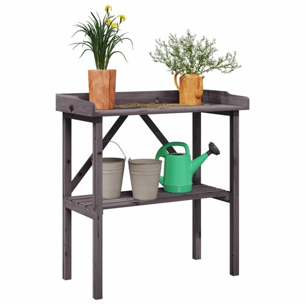 Plantentafel met schap 78x38x82,5 cm vurenhout grijs 1
