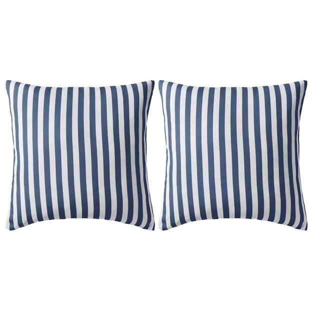 Buitenkussens 45x45 cm gestreept marineblauw 2 st 1
