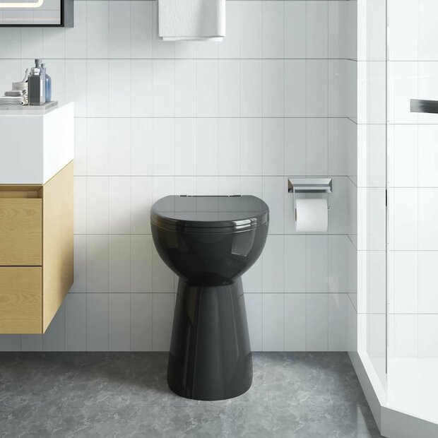 Randloos Toilet 7 cm extra hoogte soft-close keramiek zwart 1