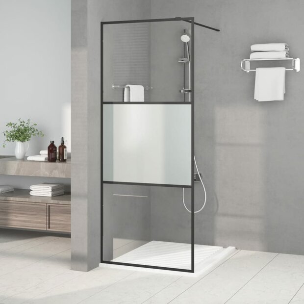 Inloopdouchewand 80x195 cm halfmat ESG-glas zwart 1