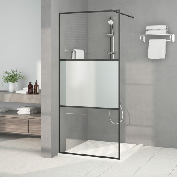 Inloopdouchewand 90x195 cm halfmat ESG-glas zwart 1