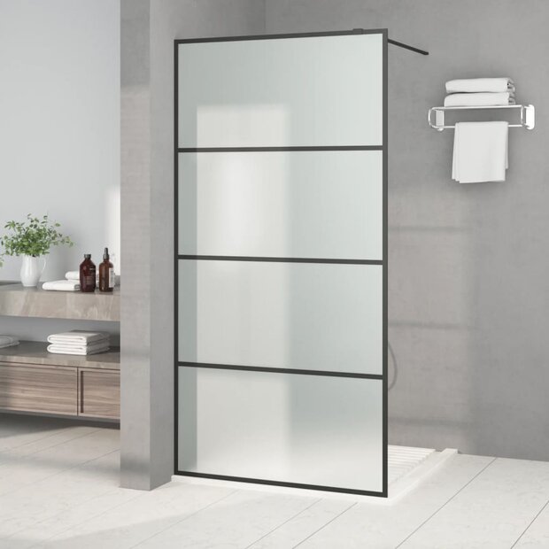 Inloopdouchewand 100x195 cm mat ESG-glas zwart 1