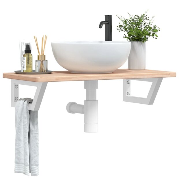 Badkamer wandschap staal en massief eikenhout 1