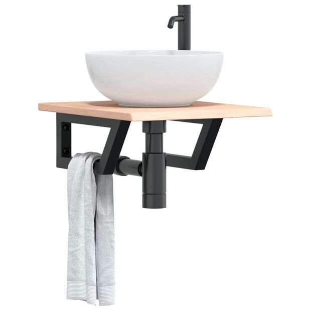 Badkamer wandschap staal en massief eikenhout 1