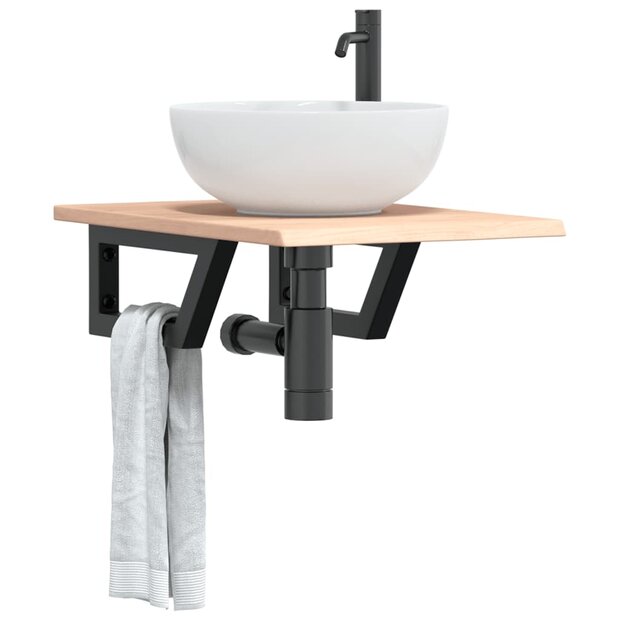 Badkamer wandschap staal en massief eikenhout 1