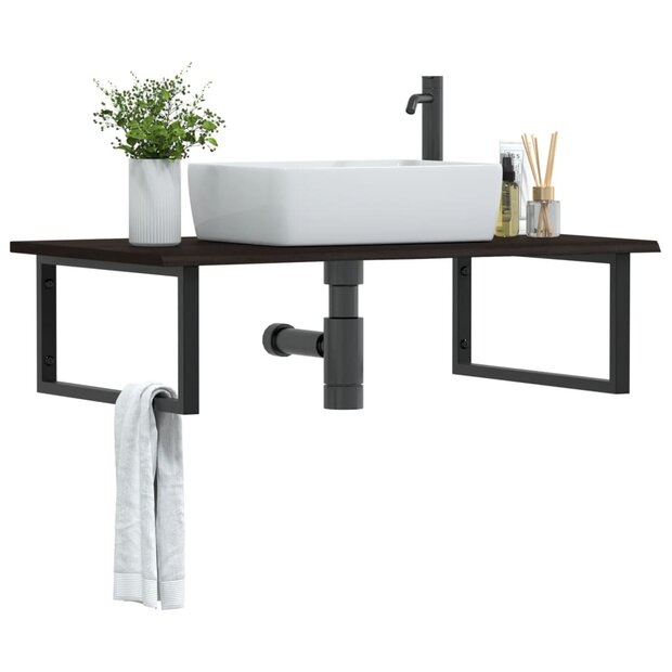 Badkamer wandschap staal en massief eikenhout 1