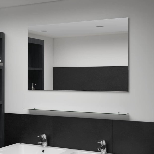 Wandspiegel met schap 100x60 cm gehard glas 1