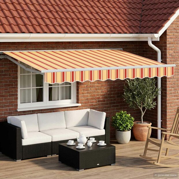 Elektrisch Uittrekbaar Zonnescherm Geel en Oranje 3 x 2,5 m 1