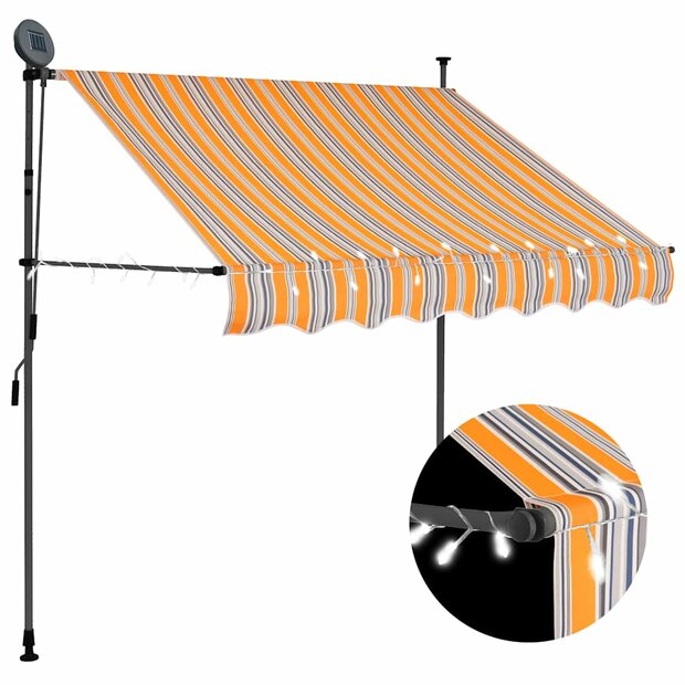 Luifel handmatig uitschuifbaar met LED 100 cm geel en blauw 1