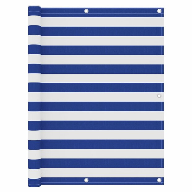 Balkonscherm 120x400 cm oxford stof wit en blauw 1