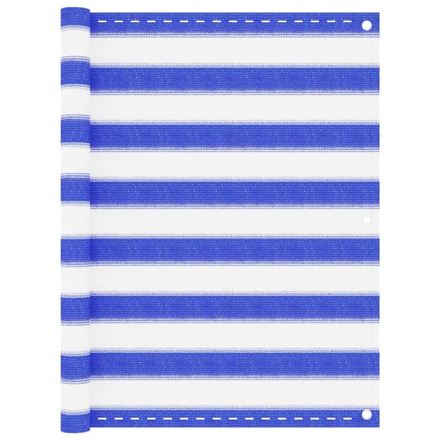 Balkonscherm 90x500 cm HDPE blauw en wit 1