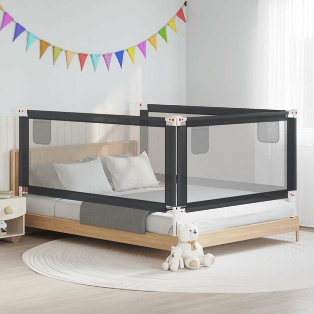 Bedhekje peuter 200x25 cm stof donkergrijs 1