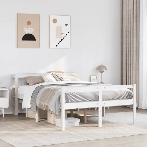 Seniorenbed met hoofdbord massief grenenhout wit 120x190 cm 1