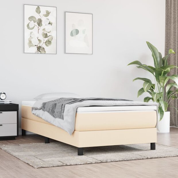 Boxspring bed 100x200 cm stof cr&egrave;mekleurig 1