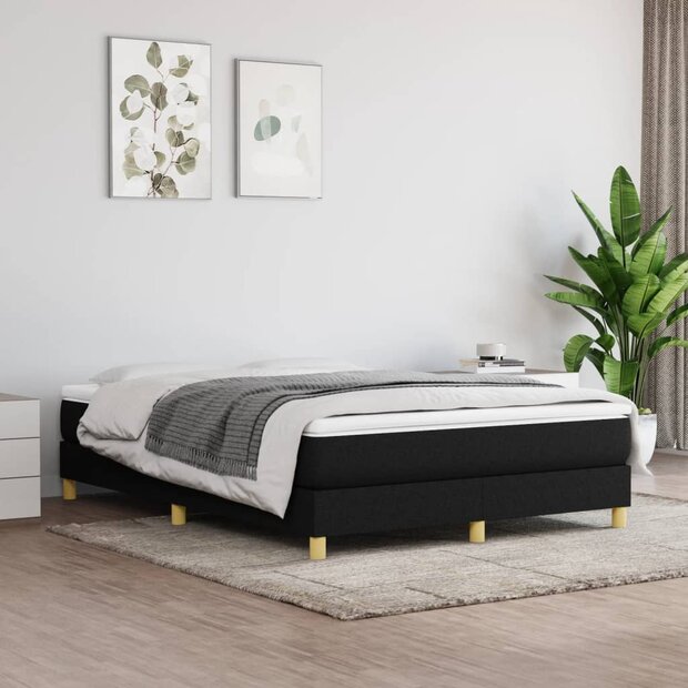 Boxspring bed stof zwart 140x200 cm 1