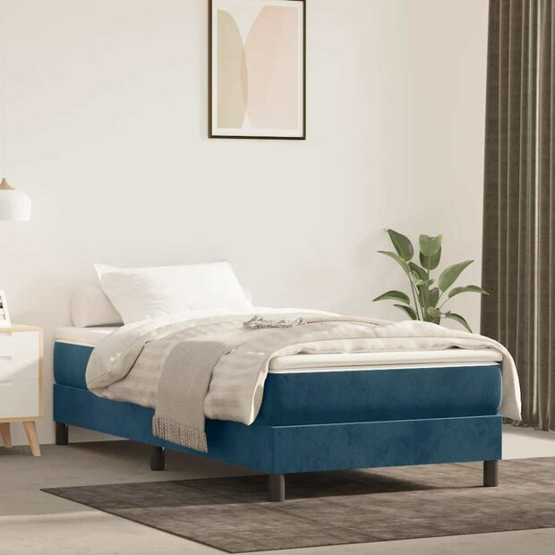 Boxspring bed 80x200 cm fluweel donkerblauw 1