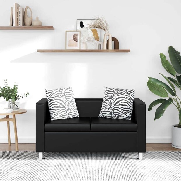 Tweezitsbank kunstleer zwart  1