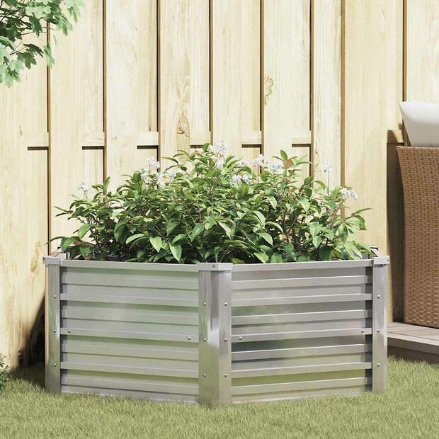Plantenbak verhoogd 129x45 cm gegalvaniseerd staal zilverkleur 1