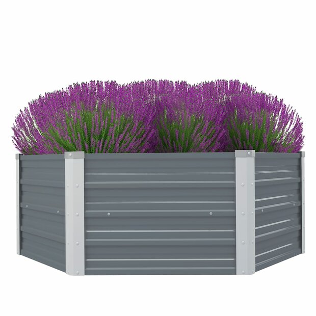 Plantenbak verhoogd 129x129x45 cm gegalvaniseerd staal grijs 1