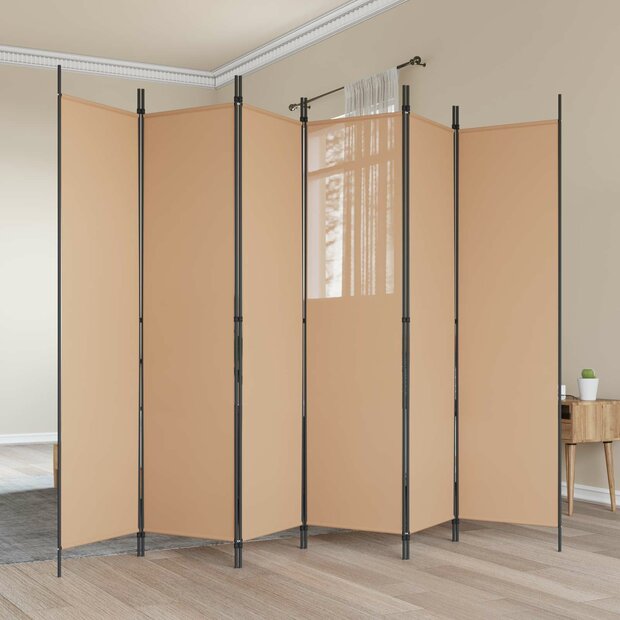 6-Panelen Kamerscherm Beige 300 x 200 cm Stof 1