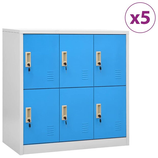 Lockerkasten 5 st 90x45x92,5 cm staal lichtgrijs en blauw 1