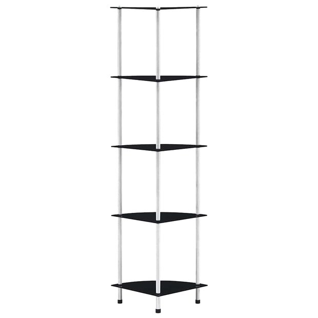 Kastje 5-laags 30x30x130 cm gehard glas zwart 1