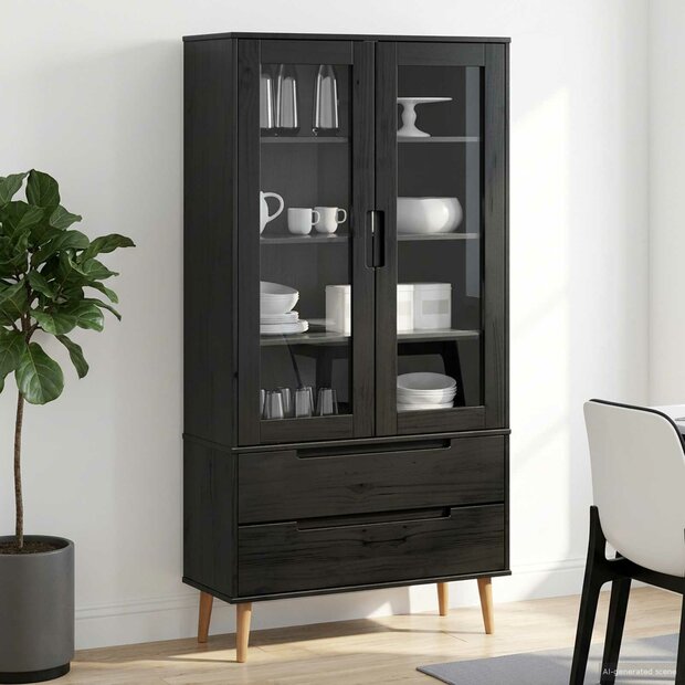 Glazen Display Kast Zwart 90 x 35 x 175 cm 1
