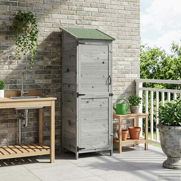 Tuinschuur Grijs 59,5 x 56 x 176,5 cm Bewerkt hout 1