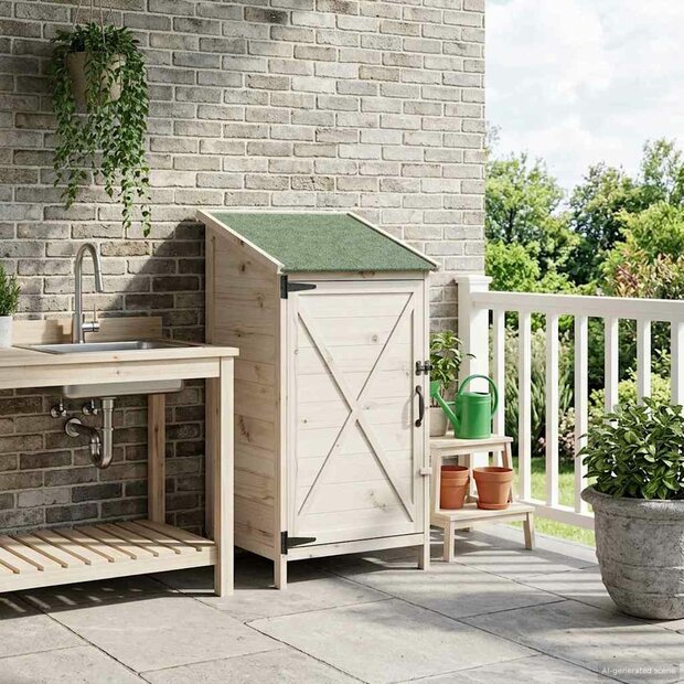 Tuinschuur Wit 59,5 x 56 x 113,5 cm Bewerkt hout 1