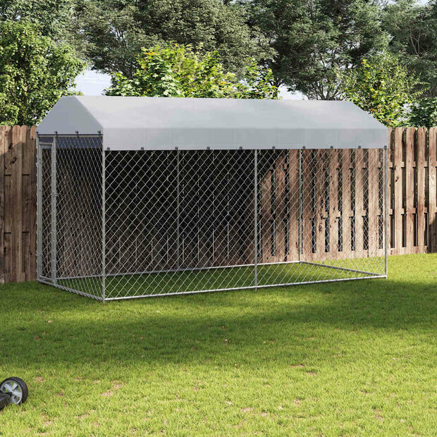 Hondenkennel voor buiten met dak 382x192x225 m 1