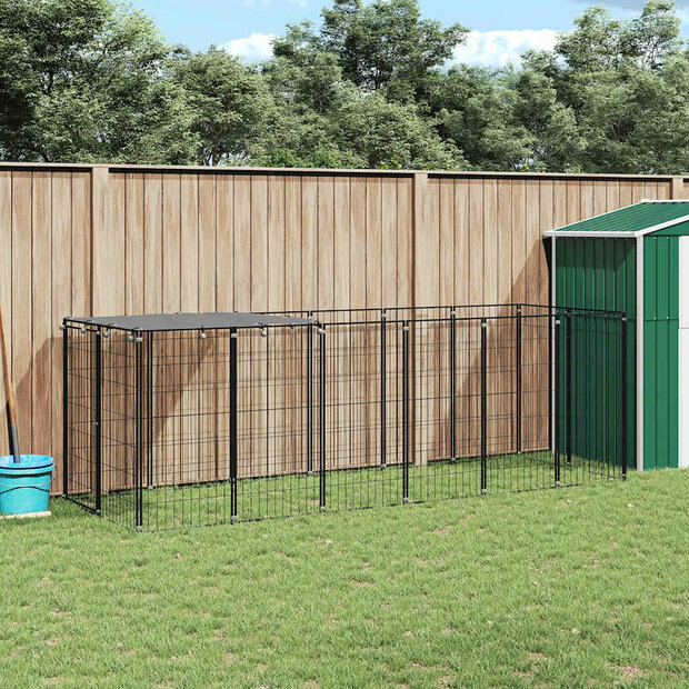 Hondenkennel 330x110x110 cm staal zwart 1