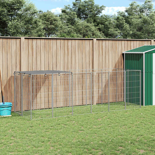 Hondenkennel 330x110x110 cm staal zilverkleurig 1