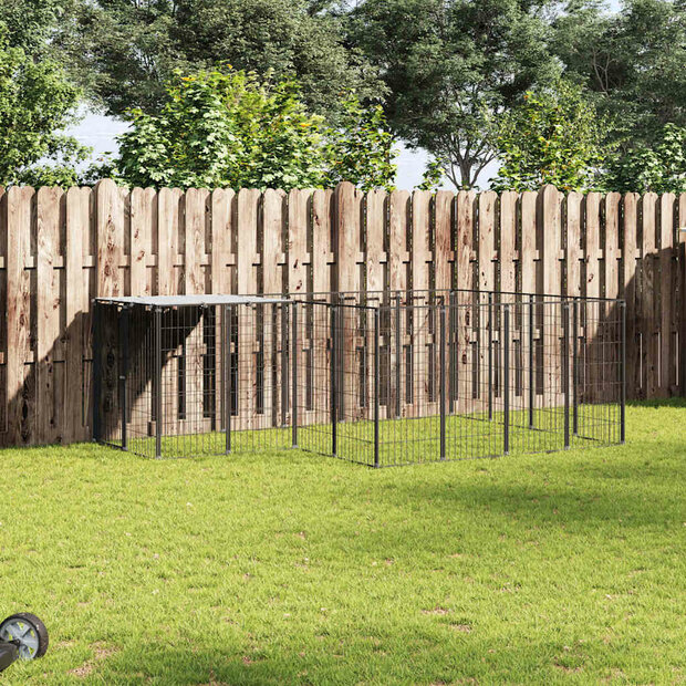 Hondenkennel 6,05 m&sup2; staal zwart 1
