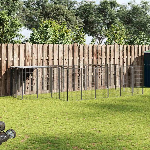 Hondenkennel 8,47 m&sup2; staal zwart 1